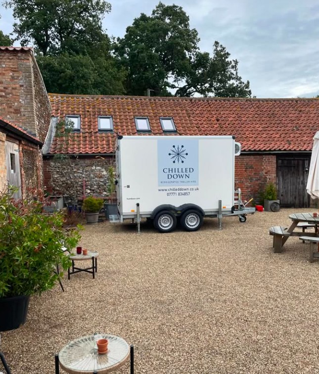 Chilled Down refrigerated trailer at a venue courtyard