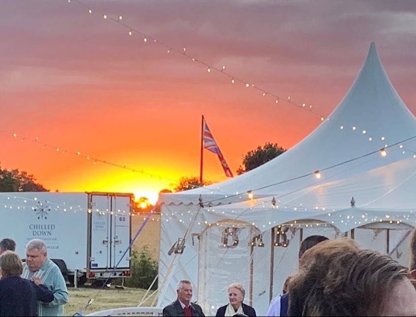 Chilled Down trailer at an outdoor event at sunset