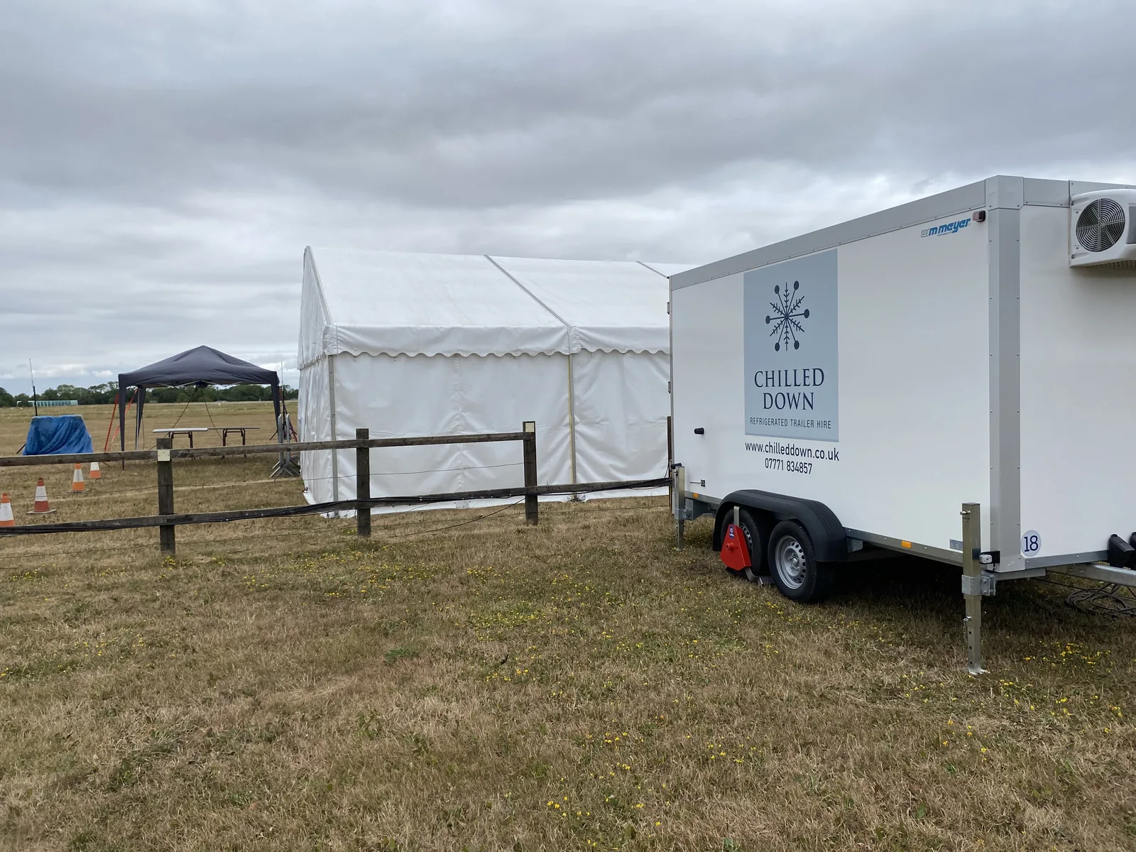 Chilled Down refrigerated trailer at Old Buckenham Air Show beside white marquee