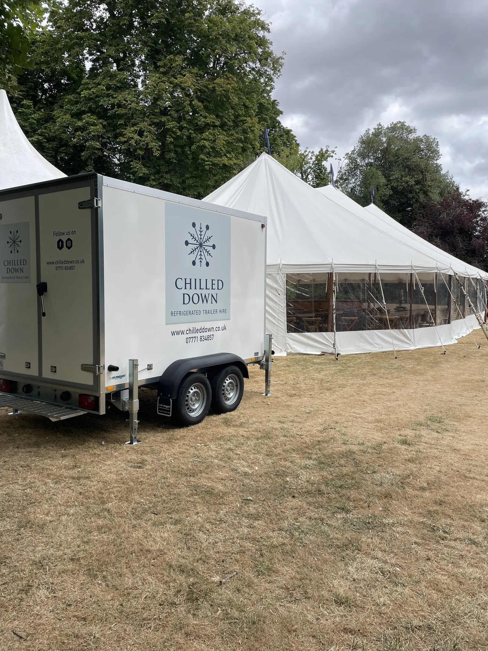 Chilled Down refrigerated trailer at Histon Manor wedding venue in Cambridge