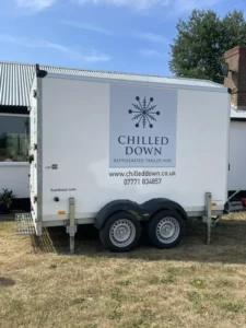 Chilled Down refrigerated trailer on site at a birthday party in East Harling, Norfolk