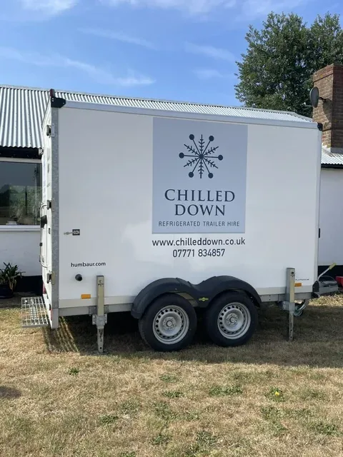 Chilled Down refrigerated trailer on site at a birthday party in East Harling, Norfolk