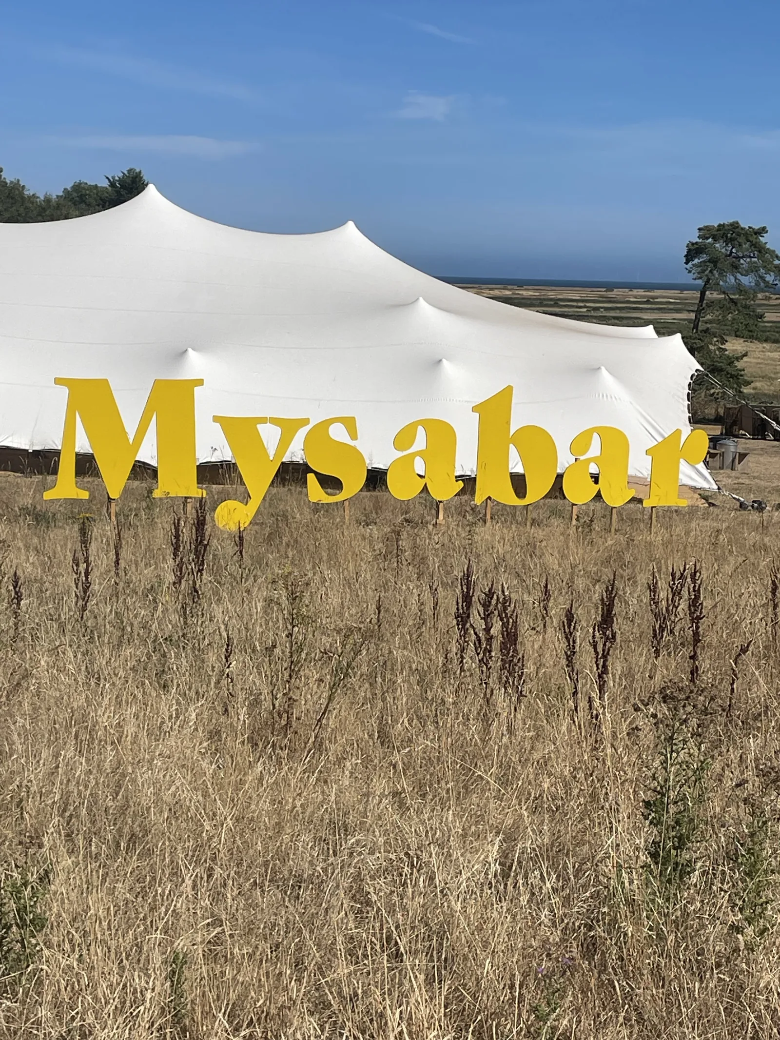 Mysabar signage at Wiveton Hall event venue in North Norfolk