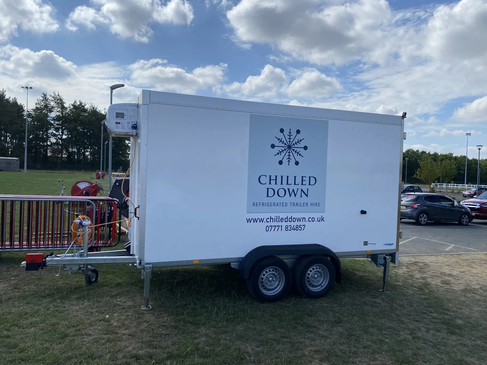 Refrigerated trailer at Wymondham Rugby Club beer festival in Norfolk