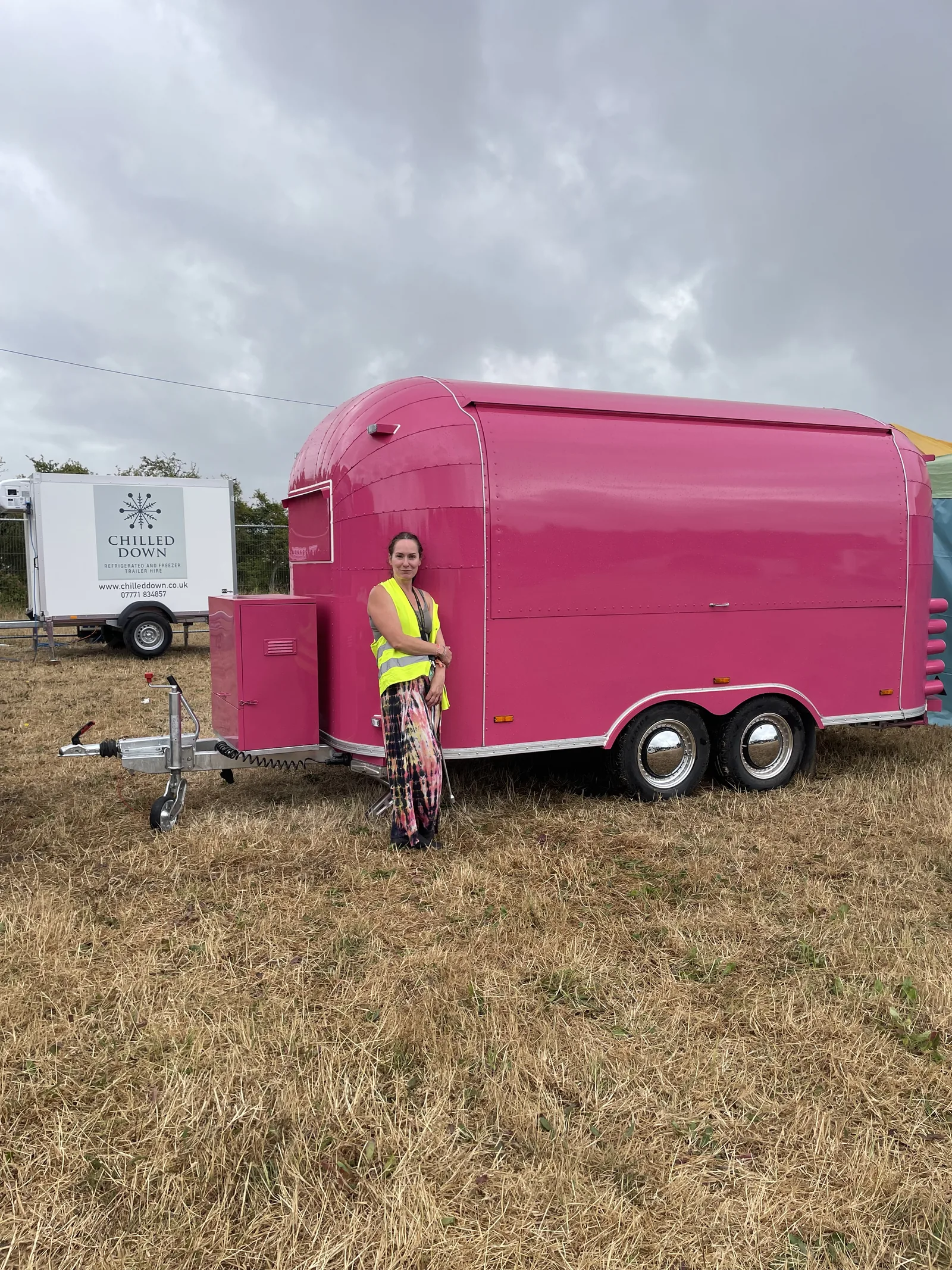Pink refrigerated trailer hire for festival catering in Norfolk